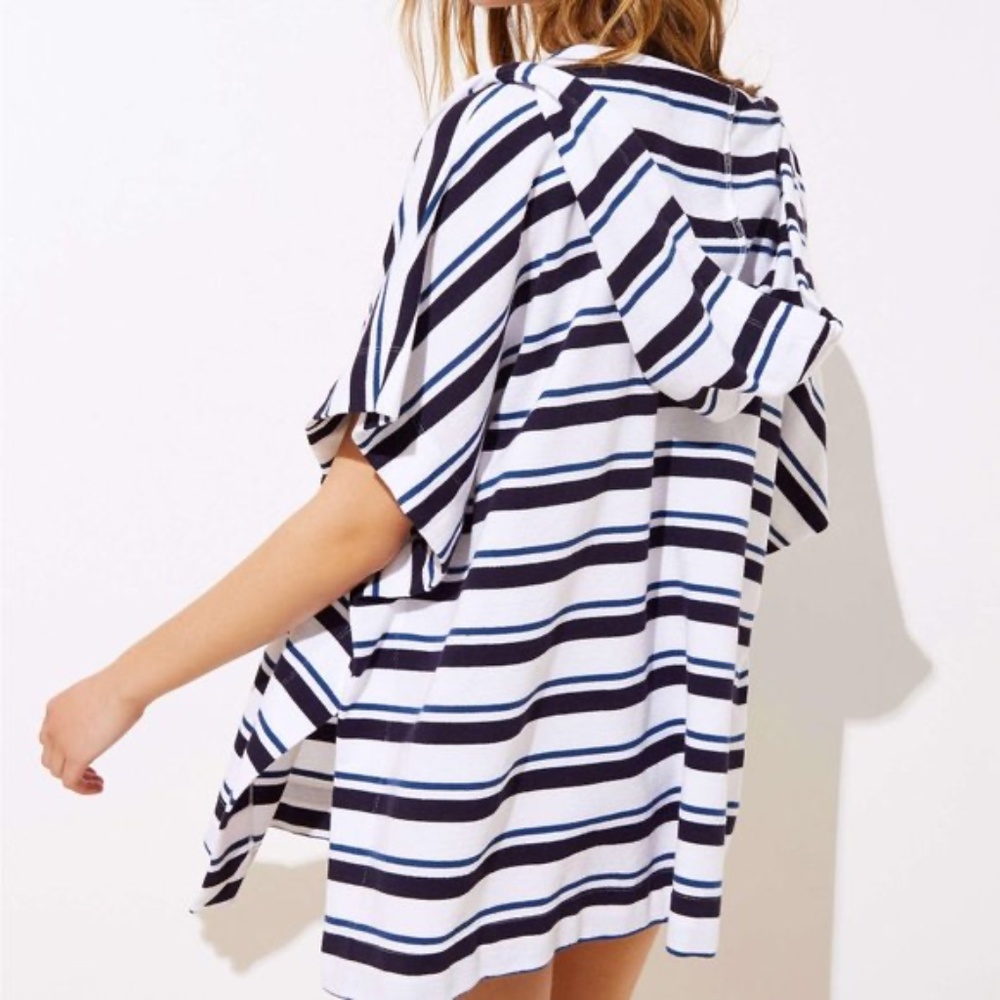 NWT LOFT Beach Striped Open Cover-Up Hoodie; Size XS/S